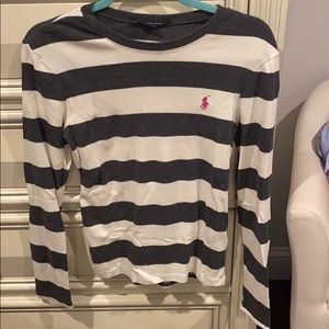 Ralph Lauren grey and cream long sleeve shirt